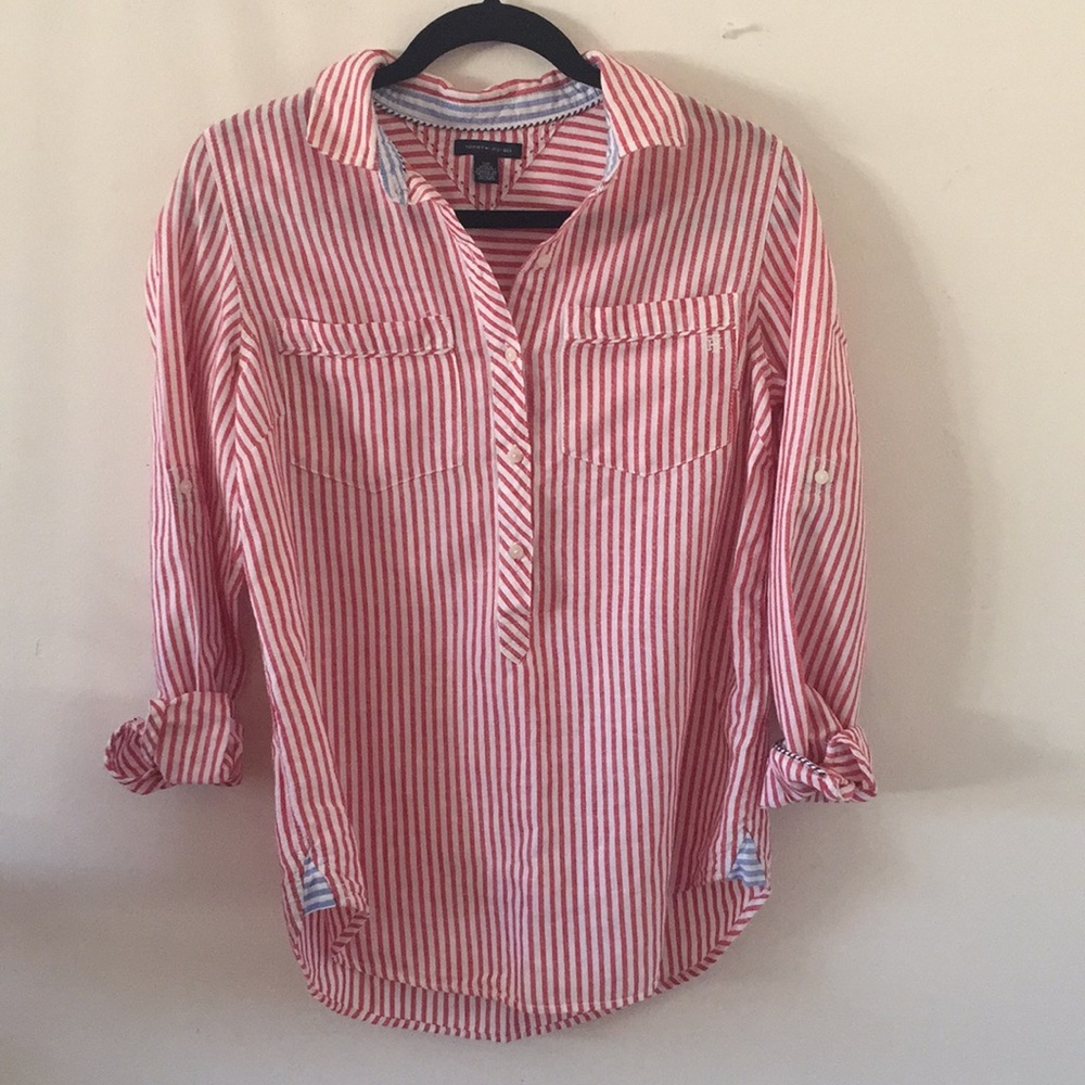 Tommy Hilfiger Red And White Striped Top
